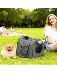 PawHut Soft Sided Cat Carrier Bag, Portable Foldable Pet Carrier with Shoulder Strap & Removable Mat for Small Pet Up to 10kg 2