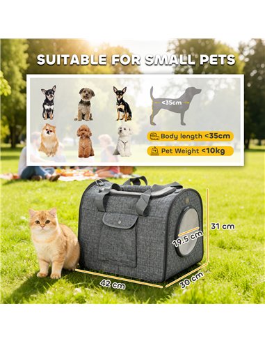 PawHut Soft Sided Cat Carrier Bag, Portable Foldable Pet Carrier with Shoulder Strap & Removable Mat for Small Pet Up to 10kg