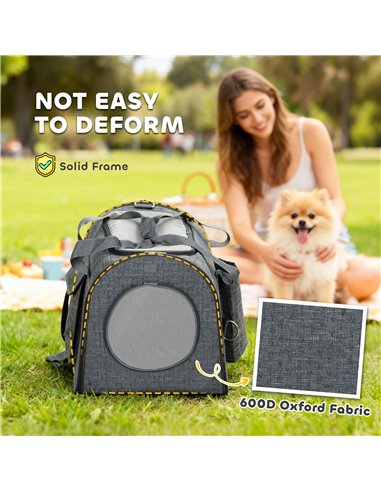 PawHut Soft Sided Cat Carrier Bag, Portable Foldable Pet Carrier with Shoulder Strap & Removable Mat for Small Pet Up to 10kg