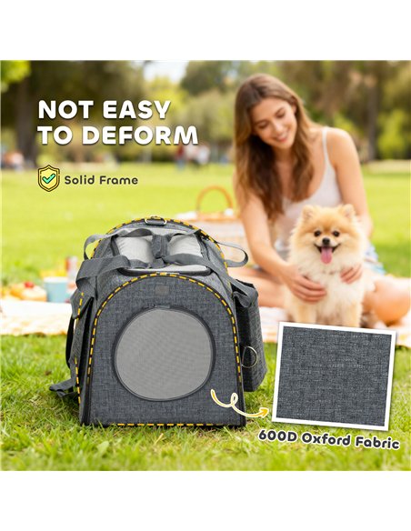 PawHut Soft Sided Cat Carrier Bag, Portable Foldable Pet Carrier with Shoulder Strap & Removable Mat for Small Pet Up to 10kg - pic 177058 | FastDaddyshop