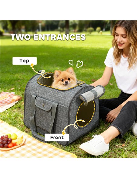 PawHut Soft Sided Cat Carrier Bag, Portable Foldable Pet Carrier with Shoulder Strap & Removable Mat for Small Pet Up to 10kg - pic 177060 | FastDaddyshop