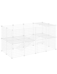 PawHut DIY 36 Panel Pet Playpen Metal Wire Fence for Chinchilla, Hedgehog, Bunny, Indoor, Outdoor Use, White