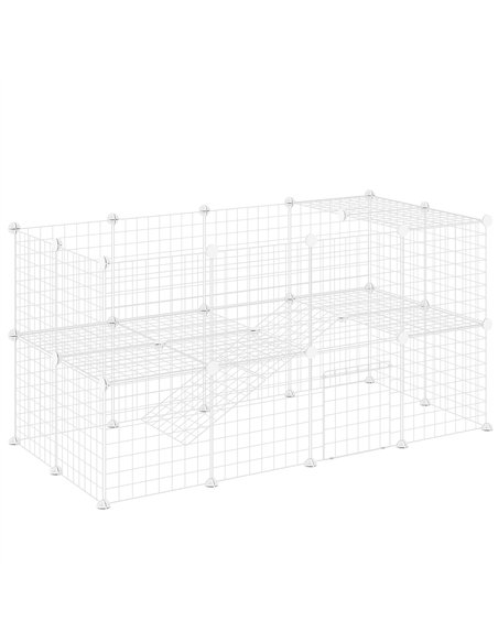 PawHut DIY 36 Panel Pet Playpen Metal Wire Fence for Chinchilla, Hedgehog, Bunny, Indoor, Outdoor Use, White - pic 177081 | FastDaddyshop