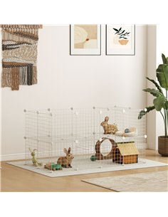 PawHut DIY 36 Panel Pet Playpen Metal Wire Fence for Chinchilla, Hedgehog, Bunny, Indoor, Outdoor Use, White 2