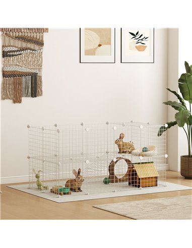 PawHut DIY 36 Panel Pet Playpen Metal Wire Fence for Chinchilla, Hedgehog, Bunny, Indoor, Outdoor Use, White