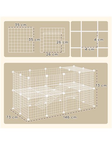 PawHut DIY 36 Panel Pet Playpen Metal Wire Fence for Chinchilla, Hedgehog, Bunny, Indoor, Outdoor Use, White