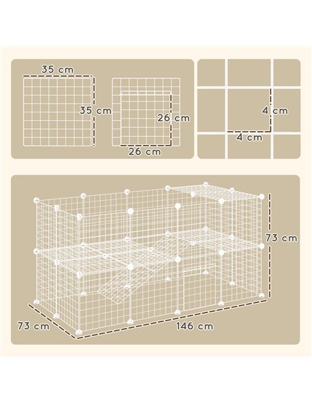 PawHut DIY 36 Panel Pet Playpen Metal Wire Fence for Chinchilla, Hedgehog, Bunny, Indoor, Outdoor Use, White - pic 177083 | FastDaddyshop