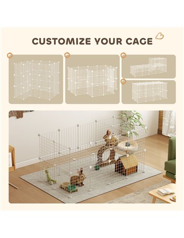 PawHut DIY 36 Panel Pet Playpen Metal Wire Fence for Chinchilla, Hedgehog, Bunny, Indoor, Outdoor Use, White