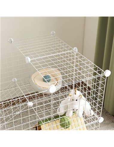 PawHut DIY 36 Panel Pet Playpen Metal Wire Fence for Chinchilla, Hedgehog, Bunny, Indoor, Outdoor Use, White