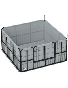 PawHut Steel Dog Whelping Box with Washable Whelping Pad, Wind-Resistant Cloth, for Small, Medium Dogs, 122 x 122 x 60cm