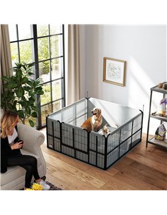 PawHut Steel Dog Whelping Box with Washable Whelping Pad, Wind-Resistant Cloth, for Small, Medium Dogs, 122 x 122 x 60cm 2