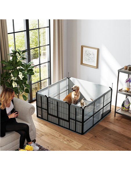 PawHut Steel Dog Whelping Box with Washable Whelping Pad, Wind-Resistant Cloth, for Small, Medium Dogs, 122 x 122 x 60cm - pic 177091 | FastDaddyshop