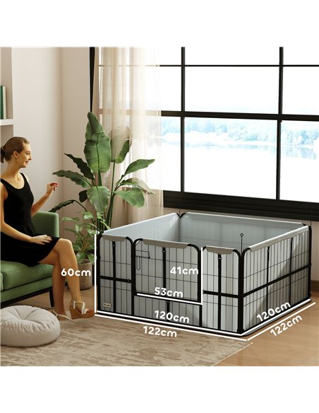 PawHut Steel Dog Whelping Box with Washable Whelping Pad, Wind-Resistant Cloth, for Small, Medium Dogs, 122 x 122 x 60cm - pic 177092 | FastDaddyshop