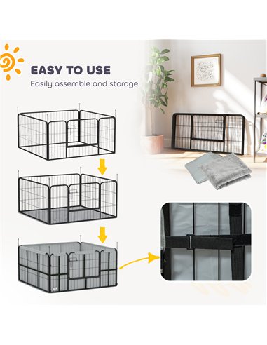 PawHut Steel Dog Whelping Box with Washable Whelping Pad, Wind-Resistant Cloth, for Small, Medium Dogs, 122 x 122 x 60cm