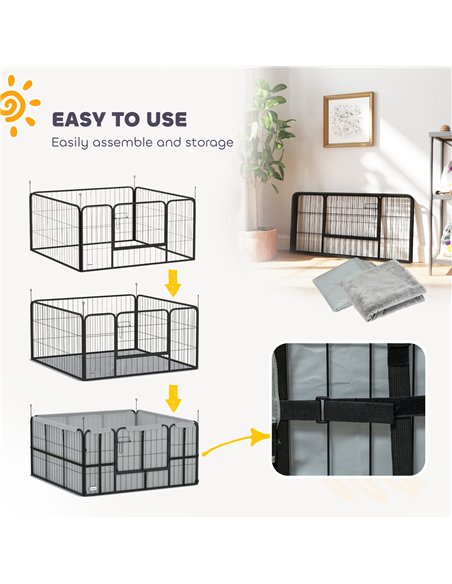 PawHut Steel Dog Whelping Box with Washable Whelping Pad, Wind-Resistant Cloth, for Small, Medium Dogs, 122 x 122 x 60cm - pic 177096 | FastDaddyshop