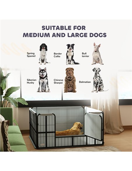 PawHut Steel Dog Whelping Box with Washable Whelping Pad, Wind-Resistant Cloth, for Small, Medium Dogs, 122 x 122 x 60cm - pic 177097 | FastDaddyshop