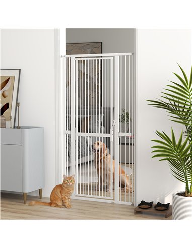 PawHut 180cm Extra Tall Pet Gate with 3.5 cm Narrow Gap, Pressure Mounted No Drilling Cat Gate for Doorways, 76-104cm Width
