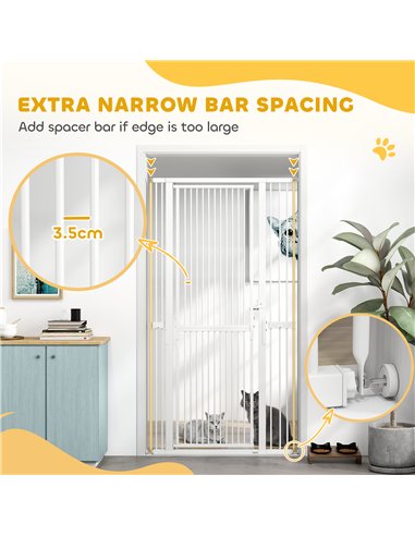 PawHut 180cm Extra Tall Pet Gate with 3.5 cm Narrow Gap, Pressure Mounted No Drilling Cat Gate for Doorways, 76-104cm Width