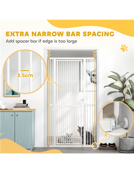 PawHut 180cm Extra Tall Pet Gate with 3.5 cm Narrow Gap, Pressure Mounted No Drilling Cat Gate for Doorways, 76-104cm Width - pic 177112 | FastDaddyshop