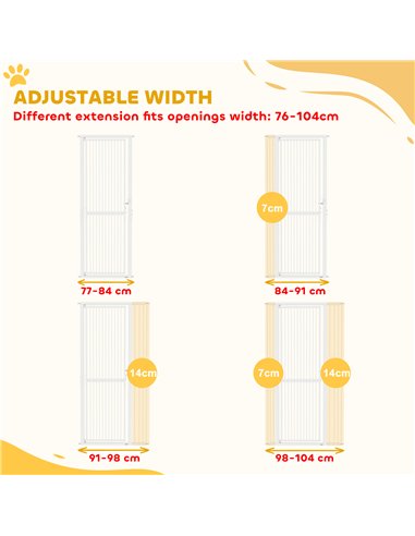 PawHut 180cm Extra Tall Pet Gate with 3.5 cm Narrow Gap, Pressure Mounted No Drilling Cat Gate for Doorways, 76-104cm Width