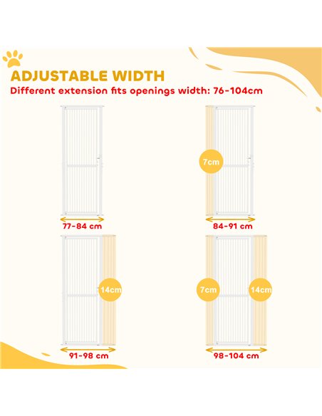 PawHut 180cm Extra Tall Pet Gate with 3.5 cm Narrow Gap, Pressure Mounted No Drilling Cat Gate for Doorways, 76-104cm Width - pic 177113 | FastDaddyshop
