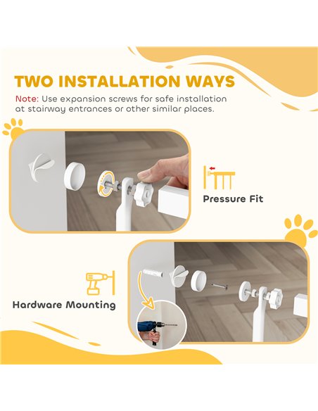 PawHut 180cm Extra Tall Pet Gate with 3.5 cm Narrow Gap, Pressure Mounted No Drilling Cat Gate for Doorways, 76-104cm Width - pic 177115 | FastDaddyshop
