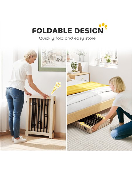 PawHut 4 Panel Freestanding Pet Gate, Indoor Dog Barrier with Lockable Door, Support Feet, 360° Flexible Hinges, Oak - pic 177122 | FastDaddyshop