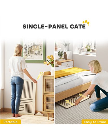 PawHut Freestanding Pet Gate, Portable Dog Barrier Gate with Feet for Small Breeds, 75 x 51 cm, Natural Wood