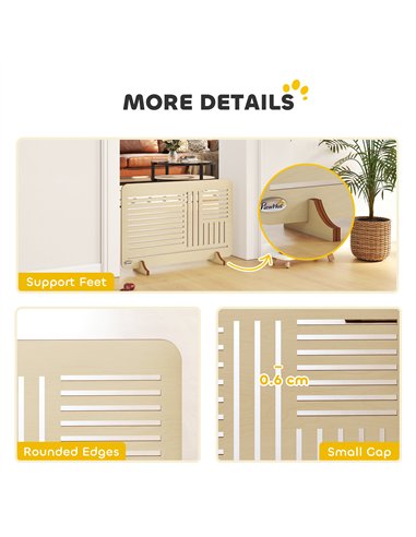 PawHut Freestanding Pet Gate, Portable Dog Barrier Gate with Feet for Small Breeds, 75 x 51 cm, Natural Wood