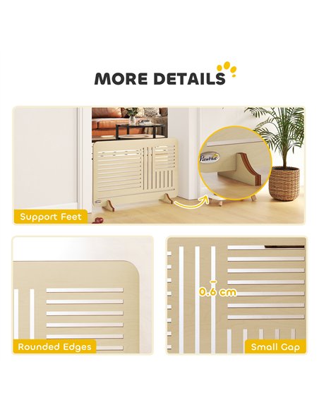 PawHut Freestanding Pet Gate, Portable Dog Barrier Gate with Feet for Small Breeds, 75 x 51 cm, Natural Wood - pic 177131 | FastDaddyshop