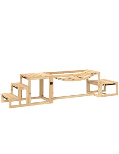 PawHut 3 Pieces Wooden Dog Agility Training Equipment with Soft Bridge, Pause Platform and Pet Stair for Outdoor, Natural Wood