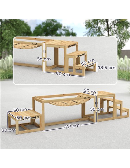 PawHut 3 Pieces Wooden Dog Agility Training Equipment with Soft Bridge, Pause Platform and Pet Stair for Outdoor, Natural Wood - pic 177137 | FastDaddyshop