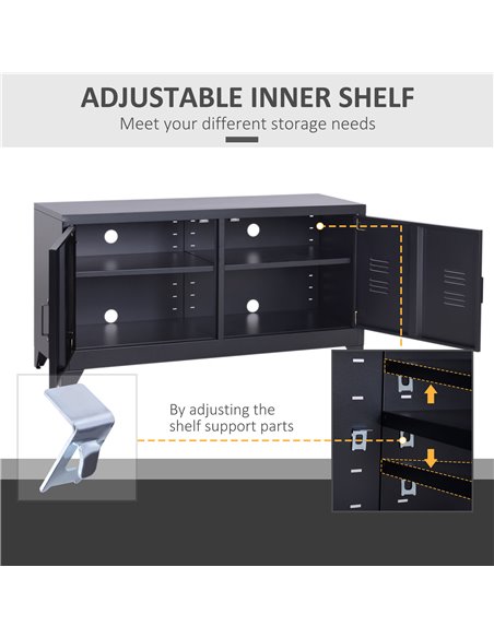 Homcom 1190mm Industrial TV Cabinet Stand with Steel Shelf Doors, Storage, Black - pic 17714 | FastDaddyshop