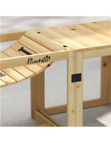 PawHut 3 Pieces Wooden Dog Agility Training Equipment with Soft Bridge, Pause Platform and Pet Stair for Outdoor, Natural Wood
