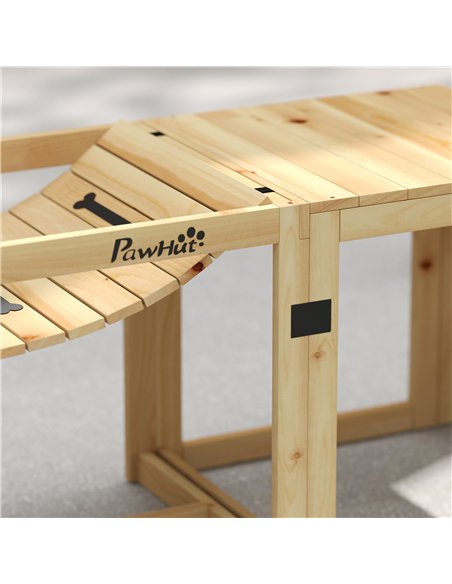 PawHut 3 Pieces Wooden Dog Agility Training Equipment with Soft Bridge, Pause Platform and Pet Stair for Outdoor, Natural Wood - pic 177143 | FastDaddyshop