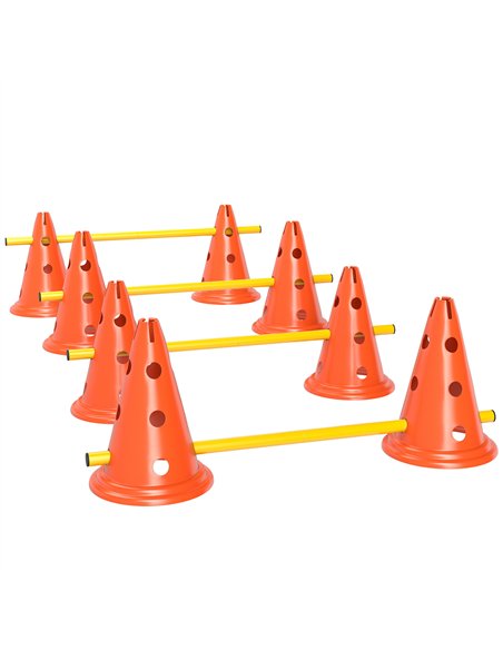 PawHut Dog Agility Equipment Set of Eight Cones, Eight Poles w/ Carry Bag, Four-Piece Adjustable Height Jumping Obstacles - pic 177144 | FastDaddyshop