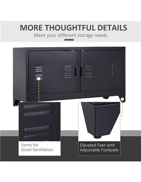 Homcom 1190mm Industrial TV Cabinet Stand with Steel Shelf Doors, Storage, Black - pic 17716 | FastDaddyshop
