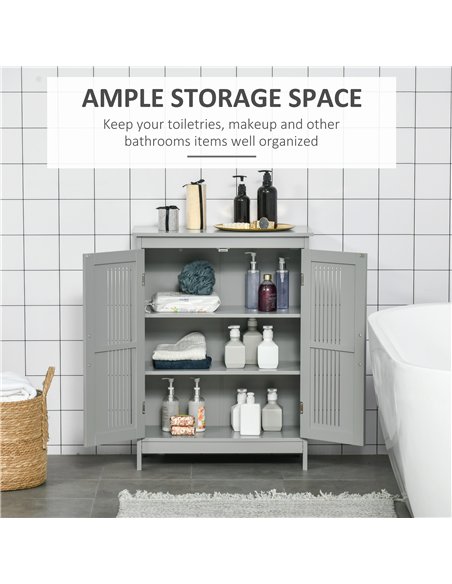 kleankin Modern Bathroom Floor Cabinet - Grey - pic 177165 | FastDaddyshop