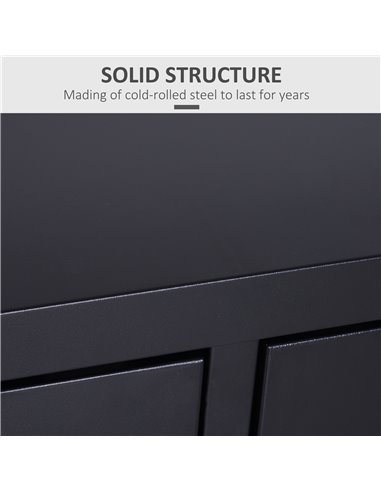 Homcom 1190mm Industrial TV Cabinet Stand with Steel Shelf Doors, Storage, Black