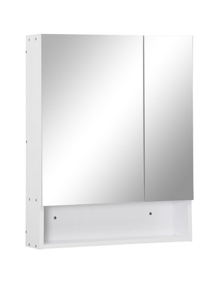 kleankin Bathroom Cabinet with Mirror, Wall Mounted Bathroom Mirror Cabinet with Adjustable Shelf, 2 Doors Storage Cupboard, Whi - pic 177171 | FastDaddyshop