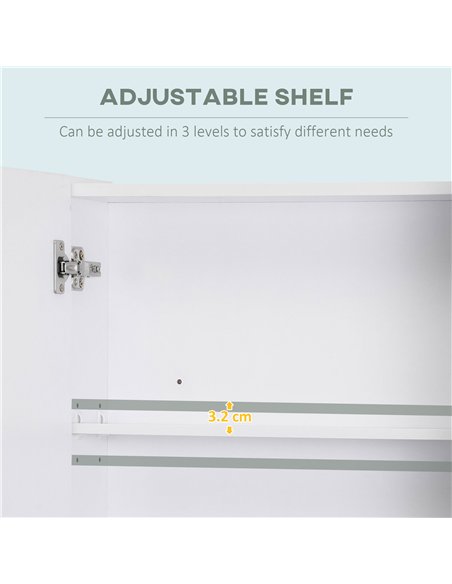 kleankin Bathroom Cabinet with Mirror, Wall Mounted Bathroom Mirror Cabinet with Adjustable Shelf, 2 Doors Storage Cupboard, Whi - pic 177176 | FastDaddyshop