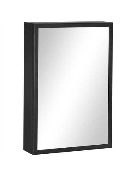 kleankin Bathroom Cabinet with Mirror, Wall Mounted Bathroom Mirror Cabinet with Storage Shelves, 40 x 12 x 60 cm, Black - pic 177180 | FastDaddyshop