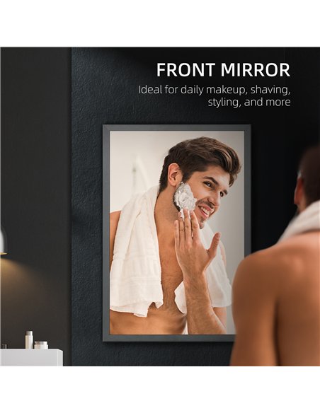 kleankin Bathroom Cabinet with Mirror, Wall Mounted Bathroom Mirror Cabinet with Storage Shelves, 40 x 12 x 60 cm, Black - pic 177184 | FastDaddyshop