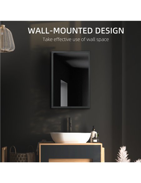 kleankin Bathroom Cabinet with Mirror, Wall Mounted Bathroom Mirror Cabinet with Storage Shelves, 40 x 12 x 60 cm, Black - pic 177186 | FastDaddyshop