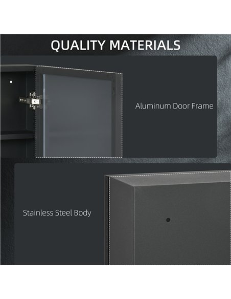 kleankin Bathroom Cabinet with Mirror, Wall Mounted Bathroom Mirror Cabinet with Storage Shelves, 40 x 12 x 60 cm, Black - pic 177187 | FastDaddyshop