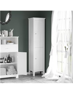 kleankin Tall Bathroom Storage Unit, Slim Bathroom Cabinet with Adjustable Shelves and Double Door, White 2