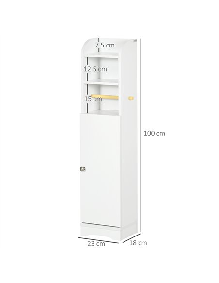 kleankin Multi-Storage Narrow Bathroom Cabinet - White - pic 177200 | FastDaddyshop