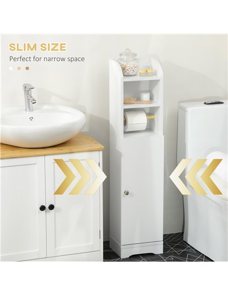 kleankin Multi-Storage Narrow Bathroom Cabinet - White - pic 177203 | FastDaddyshop