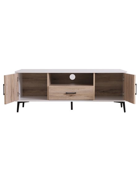 Homcom 1200mm TV Stand Cabinet with 2 Doors, 1 Drawer, Oak Colour & White - pic 17721 | FastDaddyshop