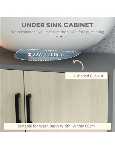 kleankin Bathroom Furniture Set with Doors, Tall Bathroom Cabinet with Adjustable Shelves, Under Sink Cabinet, Grey